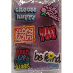 Set of 6 Shoe Charms for Crocs featuring 	Sayings	A1